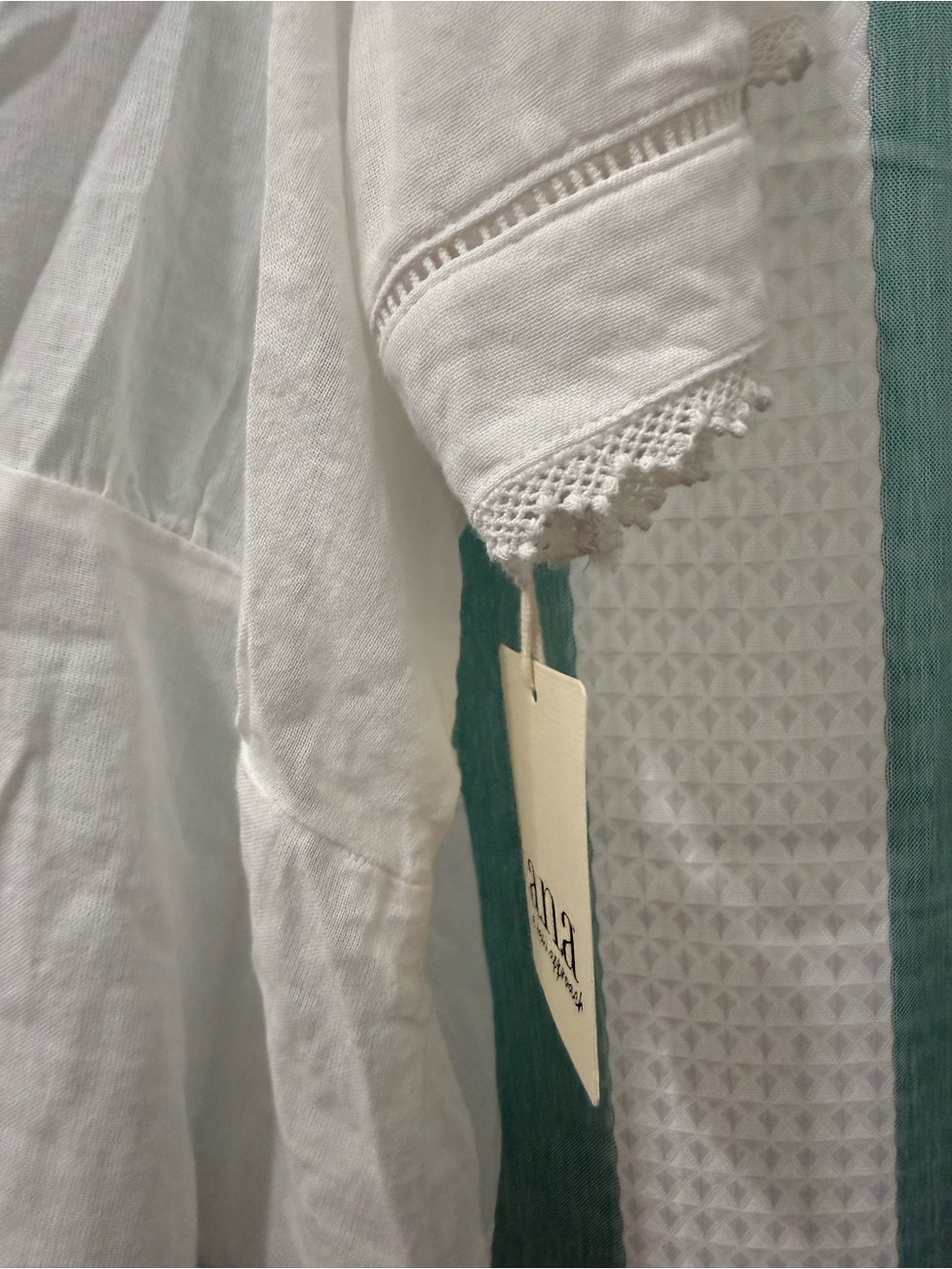 a.n.a White V-Neck Peasant Tunic with Lace Trim - Picture 4 of 5